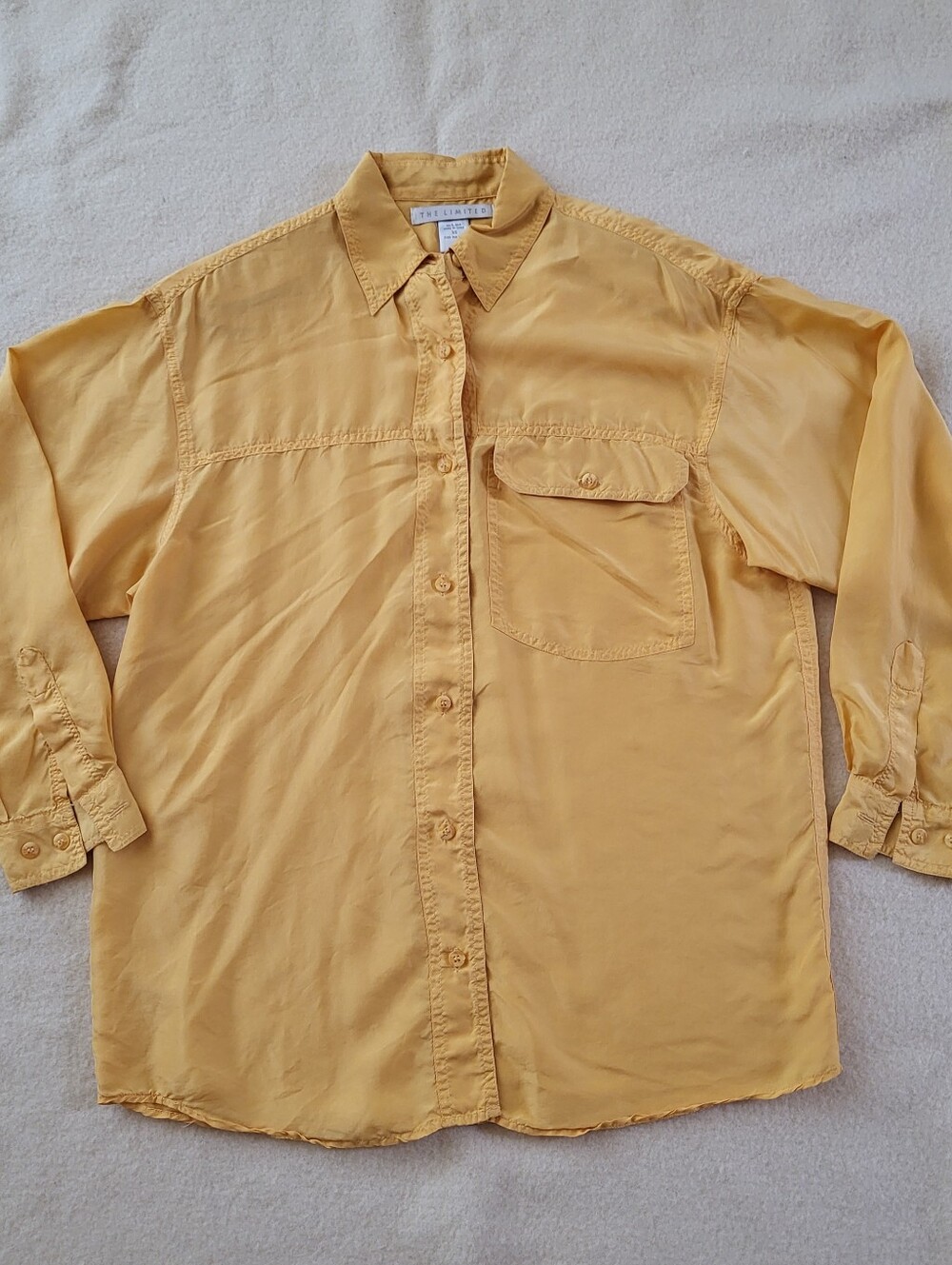 Vintage Yellow Silk Blouse Women's Size XS Long-sleeved The Limited